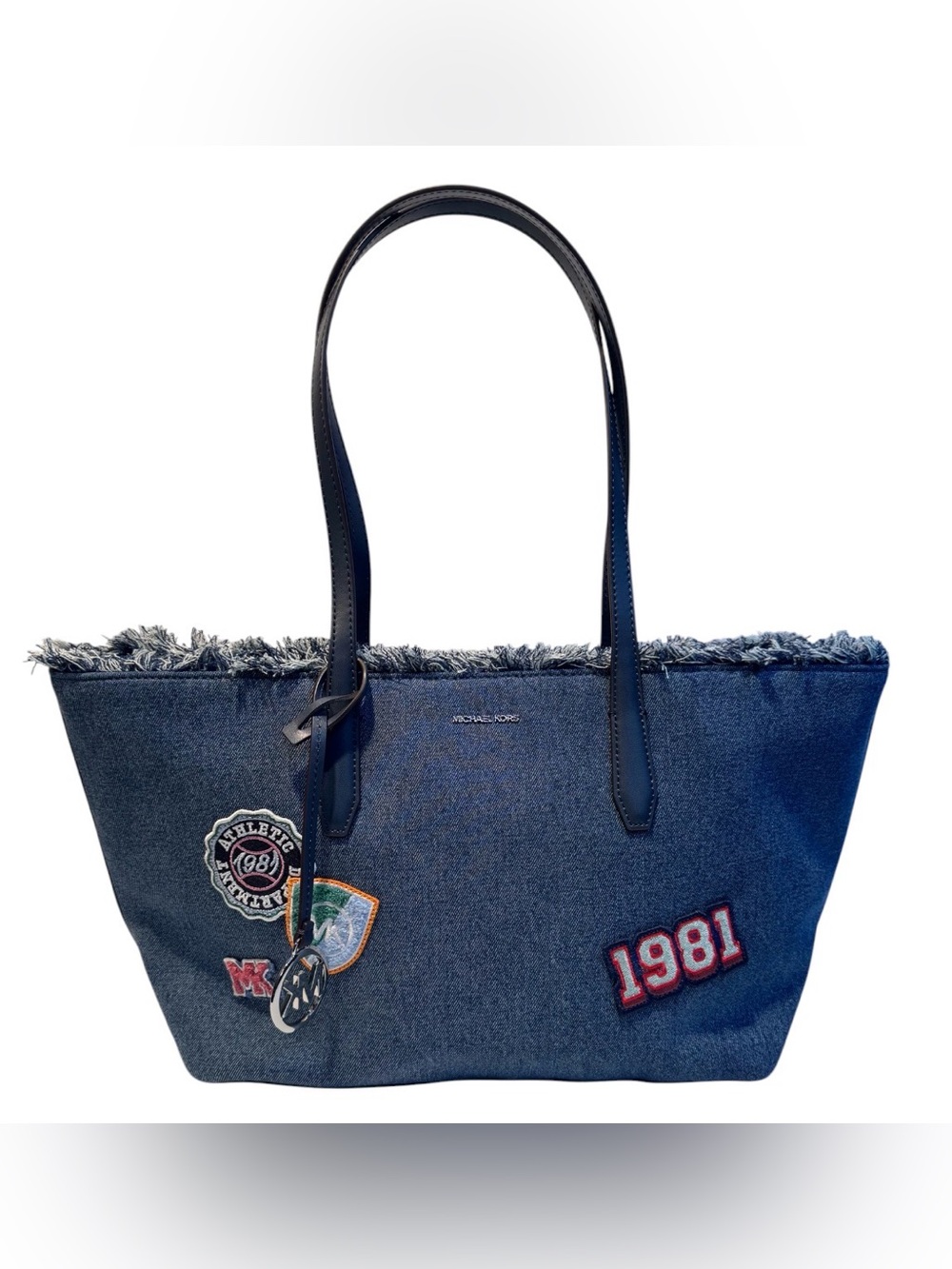 🆕 Michael Kors Avalon Medium Embellished Denim Convertible Tote Bag